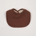 Detail of baby cotton bib featuring absorbent brown gauze and soft fleece lining - Dark Coffee