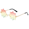 Frameless snowflake sunglasses with red, yellow, and green gradient lenses and gold frame - Gold Frame Pink Yellow Green