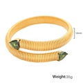 Titanium steel snake coil bracelet in gold finish with two green pear-cut gemstones - Olive Green Zirconia