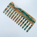 Pettine quadrato a denti larghi in acrilico con trama marmorizzata blu-verde e oro - 4# Verde Texturizzato