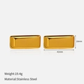 Polished 18K gold plated stainless steel rectangular hoop earrings in shiny gold finish - Gold Brushed Rectangular Earrings