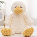Plüsch-Ente Stofftier in Cremeweiß mit gelbem Schnabel und Füßen aus Spiralplüsch - Lockige Ente / 33CM
