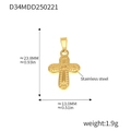 18k gold plated stainless steel cross pendant with textured relief, 23.8x13mm size - Cross Style (D34) / Gold