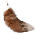 Extra large fox tail fur keychain with tricolor gradient and golden metal clip hook - 40CM / Red Sunstone