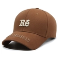 Gorra de béisbol de algodón marrón con bordado de Re y Version, estilo minimalista - Ajustable / Marrón