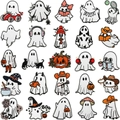 Set of 25 cute Halloween ghost embroidery patches including pumpkin and witch designs - Style Set A