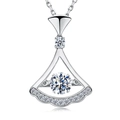 Elegante collana in argento sterling S925 con pendente a ventaglio e pietra mobile - Collana Danzante Gonna da Ballo