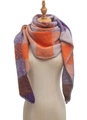 Detailed close-up showing soft plaid texture and durable overlock edge of the scarf - 04# Purple