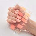 Detail of DQ-25 nail stickers with orange fruit patterns and polka dots on a model hand - |envelope Bag Packaging-dq-025