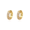 Classic gold micro-pave zircon hoop earrings featuring two rows of sparkling stones - 18K Gold Plated White Stone