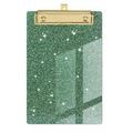 Green glitter acrylic clipboard with gold metal clip for office and creative writing - Glitter - Green