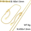Set gioielli in acciaio inossidabile dorato con collana e bracciale a corda 1,5 mm - Bracciale / 1.5mm Oro