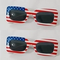 Close-up of rectangular American flag sunglasses with star and stripe pattern frames - 3398 Symmetrical B