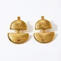 Golden geometric textured earrings in stainless steel with a modern abstract design - Gold (KDE2554)
