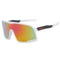 Gafas de sol deportivas blancas con lentes espejo naranja y oro para ciclismo - Montura Blanca Negra Espejo Rojo