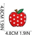 Detail of red apple embroidery patch with white stars and 4.8cm size measurement - Red Star Apple (16号)