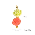 Green and coral rose bead pendant with natural stone and baroque pearl charm detail - Green Red Double Rose