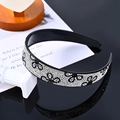 Sparkling black headband with silver and colorful rhinestones in a cloud pattern - Three-Leaf Black White