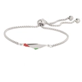 Silver Palestine map charm bracelet with red black white green enamel on double bead chain - Silver Box Chain with Beads
