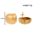 Matte gold square C-shaped stainless steel earrings with geometric design, 1.99cm height - Gold Matte Square Style (ER-1535)