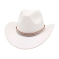 Detailed view of white cowboy hat featuring pearl and rhinestone studded band - One Size / White