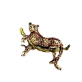 Elegante spilla a leopardo dorata con smalto marrone che striscia su un ramo - Spilla Leopardo