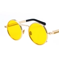 Steampunk round sunglasses with gold metal frame and translucent yellow lenses - Gold Yellow Polarized