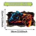 Adesivo murale 3D controller da gioco con effetto muro rotto blu e arancio, 58x32cm - Stile Controller di Gioco Abbagliante Muro Rotto (UV50650T_R)
