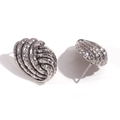 Hammered button stud earrings in titanium steel with a silver-tone spiral shell pattern - Hammered Bread Pattern Button Studs - Steel Color