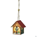 Luminous Christmas wooden house ornament with nutcracker soldier and LED light - Style A