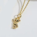 Charming gold teddy bear pendant necklace with sparkling rhinestones on a delicate chain - Bear Style (XL3232-5)