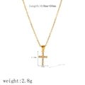 18k vergulde titanium stalen halsketting met fonkelende kruis hanger en zirkonia - Micro-pave Kruis Stijl (TN3380)
