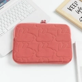 Pink quilted rabbit laptop sleeve with dual zippers and soft protective fabric - 11" / Rose