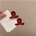 Lot de deux pinces à cheveux en acétate rouge foncé brillant avec lettrage doré France - Pièce Unique / Rouge