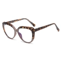 Fashionable leopard print cat-eye TR90 eyeglasses frame with blue light blocking lenses - Top Leopard Bottom Khaki Frame