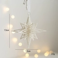 Sparkling silver glitter snowflake ornament with hanging ribbon for Christmas tree decoration - Bursting Star