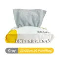 Grey microfiber kitchen towel 20-pack 22x22cm waffled texture in dispenser bag - Bag of 20 Sheets (22x22cm) / Gray