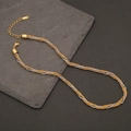 Detail of two-tone gold and silver Cuban chain link necklace on dark slate stone - Gold and Silver Bi-color Intertwined Twisted Chain (3#)