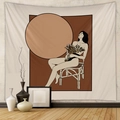 Dettaglio dell'arazzo moderno con figura femminile astratta e forme geometriche - 73*95CM (Spazzolato)