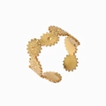 Minimalist 18k gold plated open ring featuring a geometric sun flower gear design - Style 5/Geometric Disks