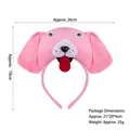 Pink plush dog headband with floppy ears and red tongue, cartoon animal hair accessory - 3D Pink Dog