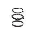 Set di 3 bracciali da uomo neri in acciaio inossidabile con ciondolo a corona e cordino - Set Da 3 Pezzi Nero Stile F