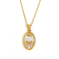 Collana placcata oro 18K con ciondolo ovale in madreperla e motivo di figure - Gemelli / Oro