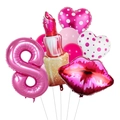Kit de ballons chiffre 8 rose avec rouge à lèvres et lèvres pour décor de fête - Rouge à lèvres Numéro 8