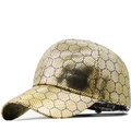 Goldene Baumwoll-Baseballkappe mit schwarzem Wabenmuster in einer 45-Grad-Ansicht - Verstellbar / Gold (JX-392422)