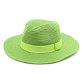 Cappello di paglia classico verde neon con nastro in raso per protezione solare - Stile Nastro / Verde Erba