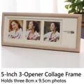 Three-hole natural wood photo frame for three 8x9.5cm pictures with beige mat - 5-inch Triple Frame/Horizontal and Vertical