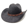 Dettaglio della trama a serpente del cappello cowboy nero con cinturino marrone longhorn - M(56-58cm) / Motivo Serpente Nero