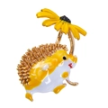 Simpatica spilla a riccio in smalto giallo con girasole e finitura dorata - Giallo
