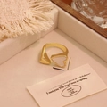 18K gold-plated copper open ring with white heart-shaped shell inlay in a jewelry box - Heart Shape